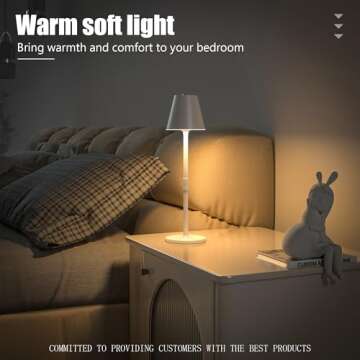 Timjorman 2 Pack LED CordlessTable Lamp,4000mAh Rechargeable Battery Desk lamp,3 Level Brightness Portable Light, Minimalist Design, for Couple Dinner/Coffee Table/Restaurant/Bedroom(White 2pack)