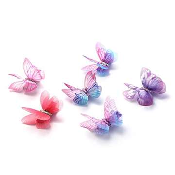 Liasun Colorful 3D Butterfly Hair Clips for Girls