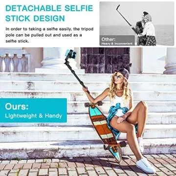 74" Flexible Phone Tripod, Tall Cell Phone Tripod with Adjustable Gooseneck & Remote, Portable Phone Stand Tripod for Video Recording, Overhead Cellphone Tripod, Compatible with iPhone Android