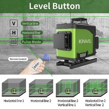KINAVEL Laser Level 4x360 with Remote and Dual Batteries