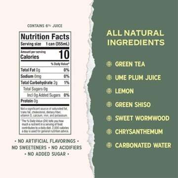 Rishi Tea Green Tea Sparkling Botanicals - Organic Sparkling Water with Real Plants