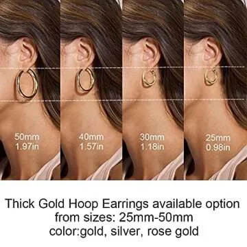sovesi Chunky Gold Hoop Earrings for Women, 14K Real Gold Plated Thick Hoops Earrings with 925 Sterling Silver Post, Gold and Silver Hoop Earrings for Women Set 25mm