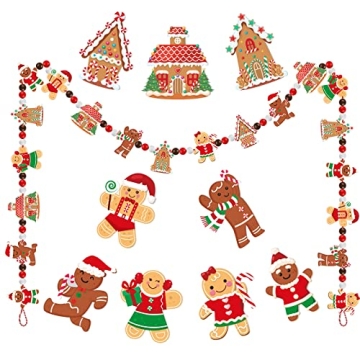 Spiareal Gingerbread Christmas Garland 8.86 ft Gingerbread Garland for Christmas Tree Hanging Christ...