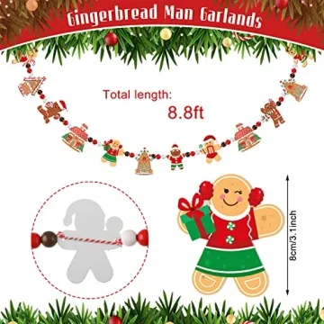 Spiareal Gingerbread Christmas Garland 8.86 ft