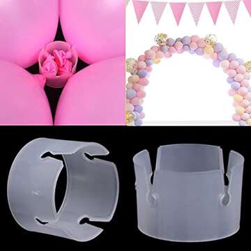 62 PCS Balloon Ring Buckle Set - 50 PCS Balloon Ring Buckle Arch Convenient Clip Connector Balloon Tying Tools 10 PCS Balloon Flower Clips for Birthday Wedding Party Supplies