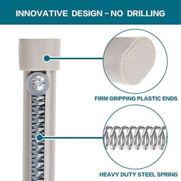 Turquoize Oval Tension Rods Adjustable Width Curtains Rods 2 Pack Spring Window Round 22 to 36 inche...