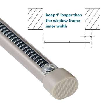 Turquoize Oval Tension Rods Adjustable Width Curtains Rods 2 Pack Spring Window Round 22 to 36 inches Spring Curtain Rod Tension Curtain Rod, Nickel