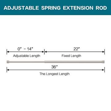 Turquoize Oval Tension Rods Adjustable Width Curtains Rods 2 Pack Spring Window Round 22 to 36 inches Spring Curtain Rod Tension Curtain Rod, Nickel