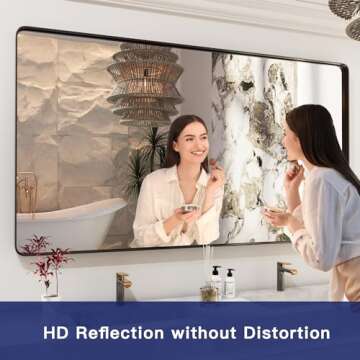ISKM 60x30 Inch Black Framed Mirrors for Bathroom Vanity Mirror for Wall Decorative Rectangular Anti...