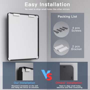 ISKM 60x30 Inch Black Framed Mirrors for Bathroom Vanity Mirror for Wall Decorative Rectangular Anti-Rust Tempered Glass (Horizontal/Vertical)