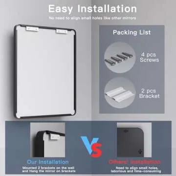 ISKM 60x30 Inch Black Framed Mirrors for Bathroom Vanity Mirror for Wall Decorative Rectangular Anti-Rust Tempered Glass (Horizontal/Vertical)