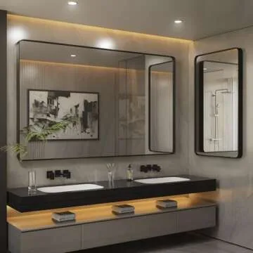 ISKM 60x30 Inch Black Framed Mirrors for Bathroom Vanity Mirror for Wall Decorative Rectangular Anti-Rust Tempered Glass (Horizontal/Vertical)