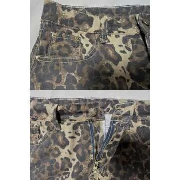 TYSSEDAL Women's Leopard Print Denim Mini Skirt High Waisted Sexy Bodycon Short Cheetah Print Jean Skirts for Women