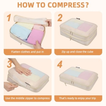 BAGAIL 6 Set Compression Packing Cubes for Travel
