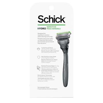 Schick Hydro 5 Sense Sensitive Skin Razor with Shock Absorb Technology for Men, 1 Handle with 2 Refills