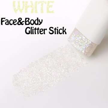 UCANBE White Body Glitter, Face Glitter Stick for Singer Concerts Music Festival, Chunky Glitter Makeup Rave Accessories for Body Face Hair Eyes Lip, Sparkling Mermaid Sequins for Women
