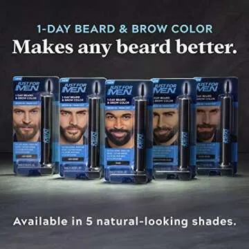 Just for Men 1-Day Beard & Brow Color, Temporary Color for Beard and Eyebrows, For a Fuller, Well-Defined Look, Up to 30 Applications, Black