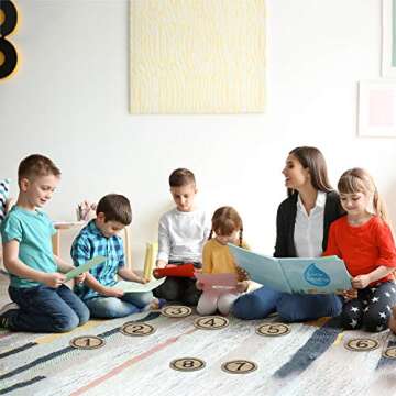 40 Pieces Laminated Industrial Student Numbers Cutouts Circle Wood Grain Cutouts Bulletin Board Accents Cutouts with 40 Adhesive Glue Point Dots for Toddler Kids Preschool Classroom Decorations