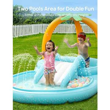 Kiddie Pool, Evajoy Inflatable Play Center Kids Pool with Slide, Water Sprayers Thickened Wear-Resistant Full-Sized Swimming Pool for Kids Toddler Children, Garden Backyard & Indoor Use 111”x70”x61”