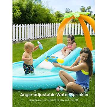 Kiddie Pool, Evajoy Inflatable Play Center Kids Pool with Slide, Water Sprayers Thickened Wear-Resistant Full-Sized Swimming Pool for Kids Toddler Children, Garden Backyard & Indoor Use 111”x70”x61”