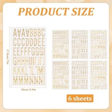 Gold Puffy Letter and Number Stickers for Creative Crafts