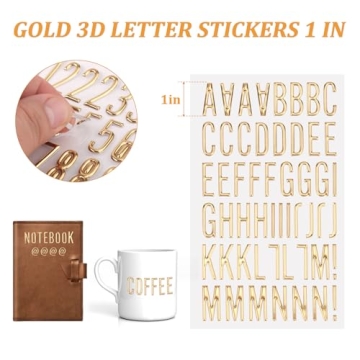 Gold Puffy Letter and Number Stickers for Creative Crafts