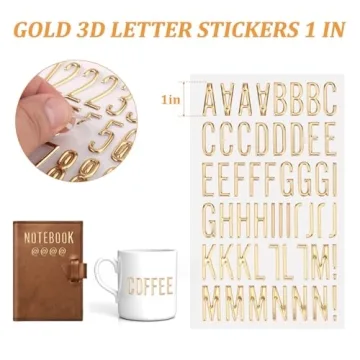 Gold Puffy Letter and Number Stickers for Creative Crafts