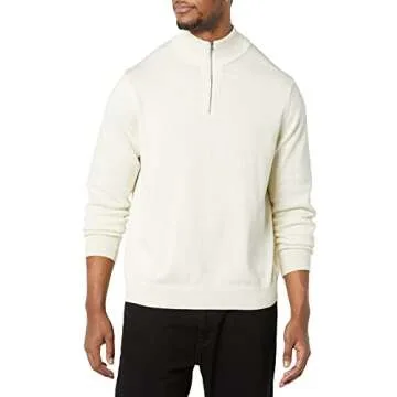 Amazon Essentials Men's 100% Cotton Quarter-Zip Sweater in Ivory