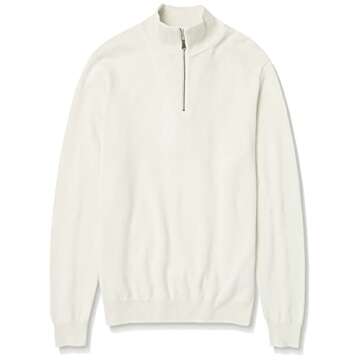 Amazon Essentials Men's 100% Cotton Quarter-Zip Sweater in Ivory