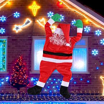 TOLOCO 4.92 FT Hanging Santa Claus, Christmas Decorations, Christmas Ornaments for Roof, Porch, Gutter, Balcony, Christmas Decor Outdoor and Indoor