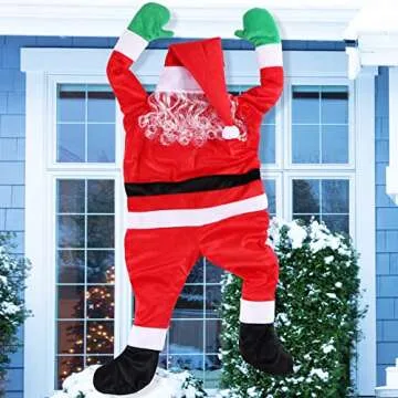 TOLOCO 4.92 FT Hanging Santa Claus, Christmas Decorations, Christmas Ornaments for Roof, Porch, Gutter, Balcony, Christmas Decor Outdoor and Indoor