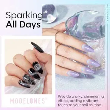 modelones Cat Eye Gel Nail Polish, 15 ML Rainbow Glitter Holographic Cat Eye Gel Polish with Magnet Stick Soak Off U V Nail Lamp Spring Gel Nail Polish Summer Nail Art Manicure Salon DIY Home