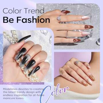 modelones Cat Eye Gel Nail Polish, 15 ML Rainbow Glitter Holographic Cat Eye Gel Polish with Magnet Stick Soak Off U V Nail Lamp Spring Gel Nail Polish Summer Nail Art Manicure Salon DIY Home