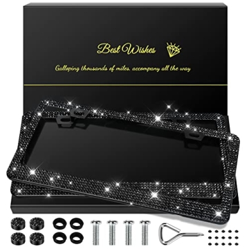 QUANQIUFEI Bling License Plate Frames - Sparkly 2 Pack for Women