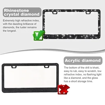 Bling License Plate Frames for Women - 2 Pack