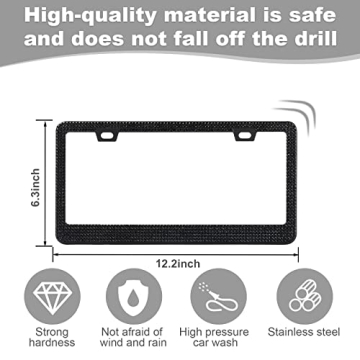 Bling License Plate Frames for Women - 2 Pack