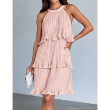 ZESICA Women's Summer Halter Dress in Pink, Mini Style