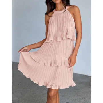 ZESICA Women's Summer Halter Dress in Pink, Mini Style