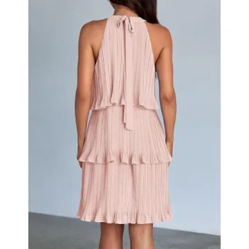 ZESICA Women's Summer Halter Dress in Pink, Mini Style