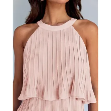 ZESICA Women's Summer Halter Dress in Pink, Mini Style