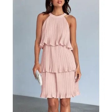 ZESICA Women's Summer Halter Dress in Pink, Mini Style