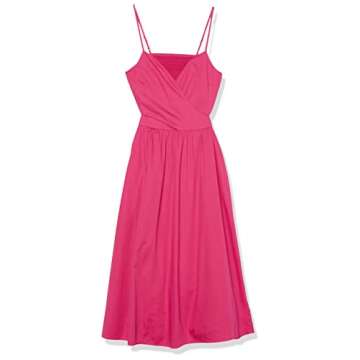 The Drop Women's Makenna Strappy Cross Front Smocked Back Midi Dress, Hot Pink, M