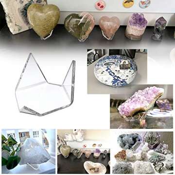 Hipiwe 5 Packs Acrylic Triangle Display Holder - Display Easel Stands for Geodes Rock Mineral Agate ...