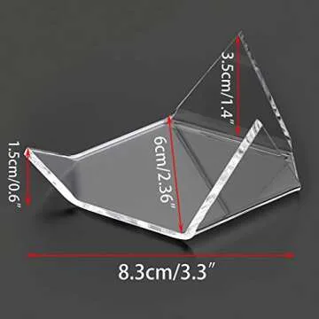 Hipiwe 5 Packs Acrylic Triangle Display Holder - Display Easel Stands for Geodes Rock Mineral Agate Fossil Coral, Clear Plastic Display Stands for Small Collectibles, Big