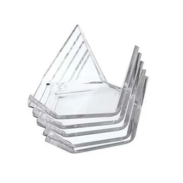 Hipiwe 5 Packs Acrylic Triangle Display Holder - Display Easel Stands for Geodes Rock Mineral Agate Fossil Coral, Clear Plastic Display Stands for Small Collectibles, Big