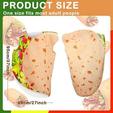 Hicarer Taco Costume Adult Funny Food Costume with Taco Hat Mexican Burritos Tortilla Outfit Hallowe...