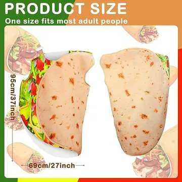 Hicarer Taco Costume Adult Funny Food Costume with Taco Hat Mexican Burritos Tortilla Outfit Hallowe...