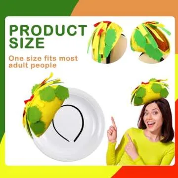 Hicarer Taco Costume Adult Funny Food Costume with Taco Hat Mexican Burritos Tortilla Outfit Halloween Costume for Women Party Cosplay(Headband Style)