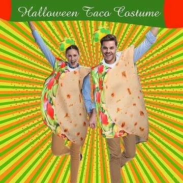 Hicarer Taco Costume Adult Funny Food Costume with Taco Hat Mexican Burritos Tortilla Outfit Halloween Costume for Women Party Cosplay(Headband Style)