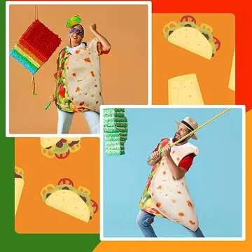 Hicarer Taco Costume Adult Funny Food Costume with Taco Hat Mexican Burritos Tortilla Outfit Halloween Costume for Women Party Cosplay(Headband Style)